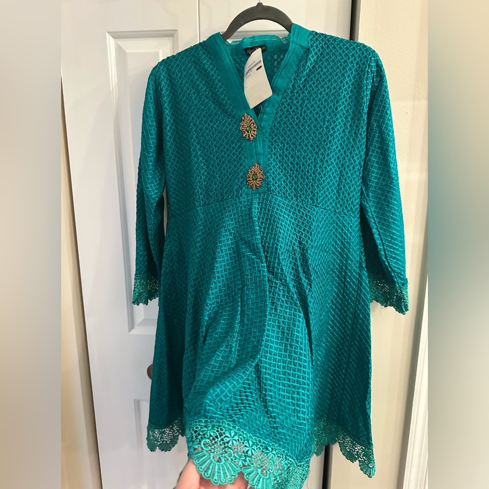 Agha Noor Emerald Green Embroidered Kurta | NWT | Size S - Picture 11 of 12